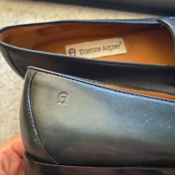 Etienne Aigner Vintage "Michele" Blue Leather Penny Loafers - Picture 4 of 8